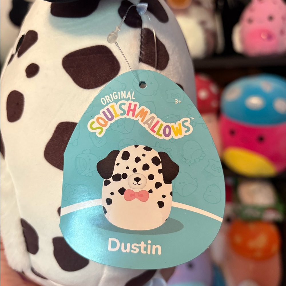 Dustin the dalmation dog squishmallow with pink bow tie 8in NWT - Picture 5 of 5